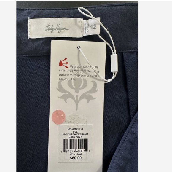 LADY HAGAN Skort NWT 12 Navy Blue Red White Stripe - Picture 4 of 6